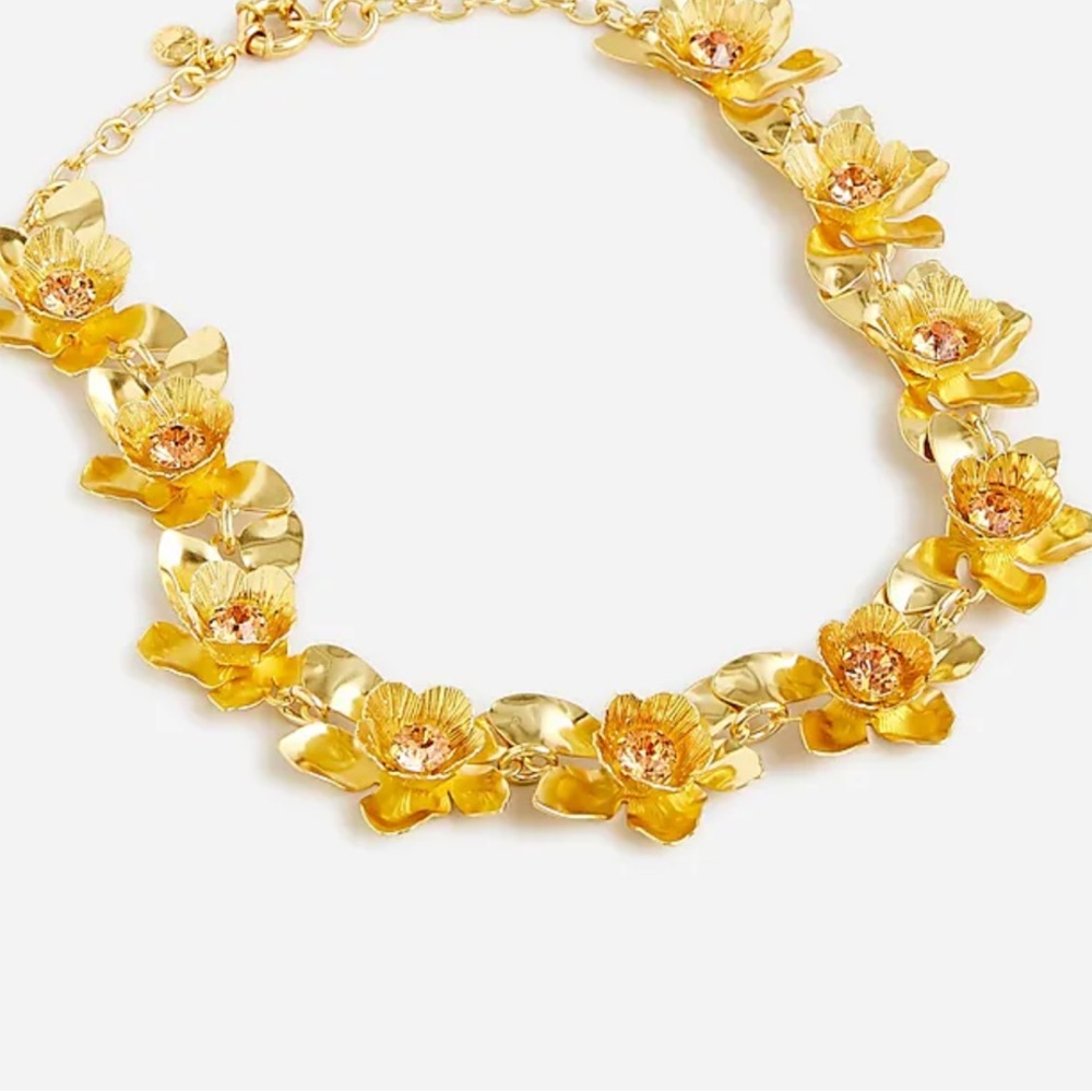 J crew Gold Blossom Necklace and ring set